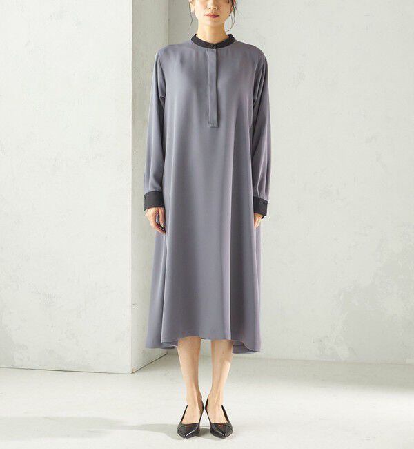 SHIPS for women「〈洗濯機可能〉ライト ダブルクロス バックフリル Aライン ワンピース（セレモニー対応可）」|ワンピース|