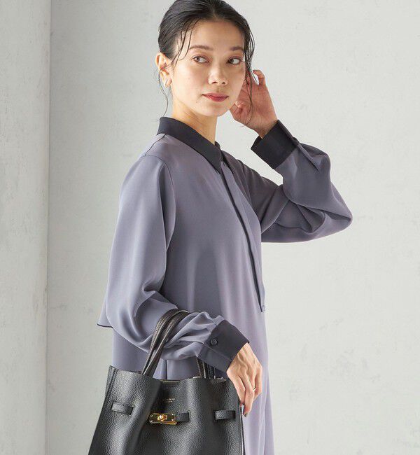 SHIPS for women「〈洗濯機可能〉ライト ダブルクロス バックフリル Aライン ワンピース（セレモニー対応可）」|ワンピース|