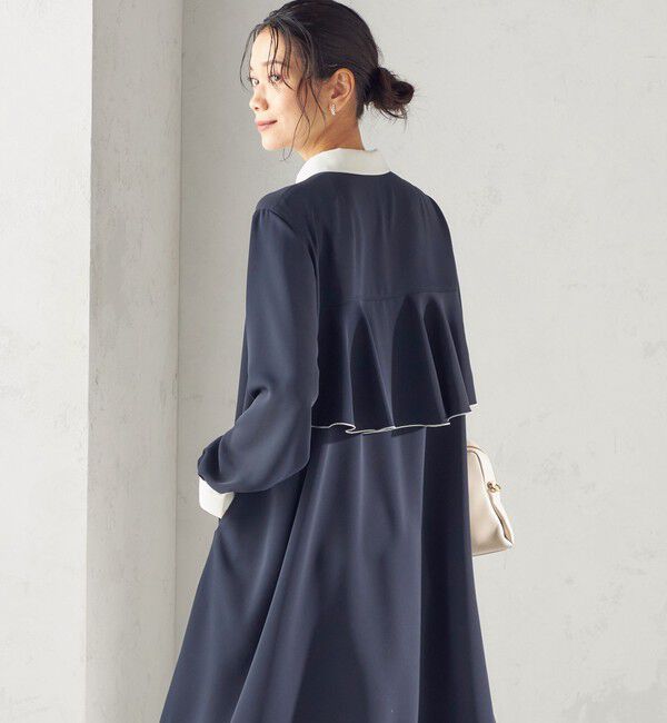 SHIPS for women「〈洗濯機可能〉ライト ダブルクロス バックフリル Aライン ワンピース（セレモニー対応可）」|ワンピース|