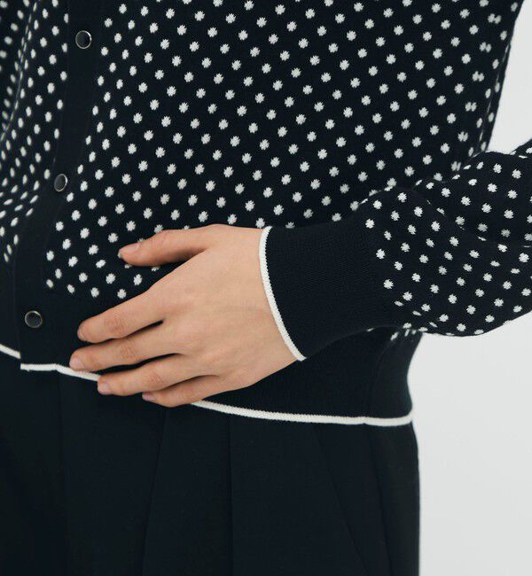 CABaN「コットンカシミヤ ドットジャカードポロカーディガン」|カーディガン|