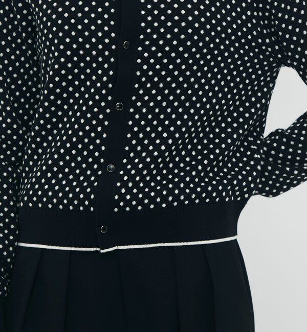 CABaN「コットンカシミヤ ドットジャカードポロカーディガン」|カーディガン|