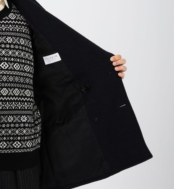 TOMORROWLAND MENS「プレミアムシェットランドウール ショートポロコート」|ピーコート|