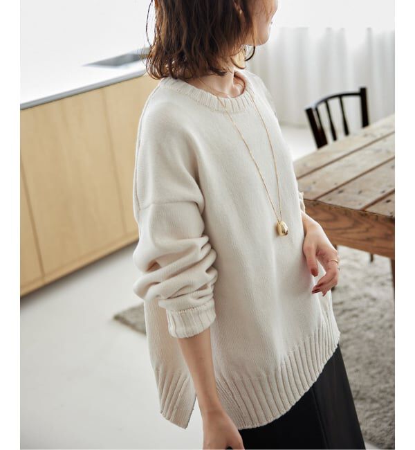 SLOBE IENA「《WEB限定/追加2予約》バルキーコットンプルオーバー」|ニット・セーター|ホワイト