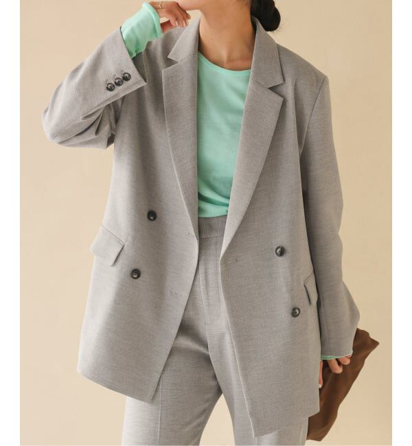 SLOBE IENA「《WEB限定/セットアップ対応可/追加3予約》ウォッシャブルツイルダブルジャケット」|テーラードジャケット|