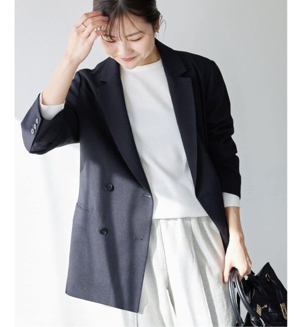 SLOBE IENA「《WEB限定/セットアップ対応可/追加3予約》ウォッシャブルツイルダブルジャケット」|テーラードジャケット|