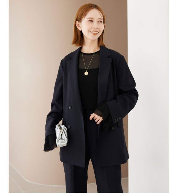 SLOBE IENA「《WEB限定/セットアップ対応可/追加3予約》ウォッシャブルツイルダブルジャケット」|テーラードジャケット|