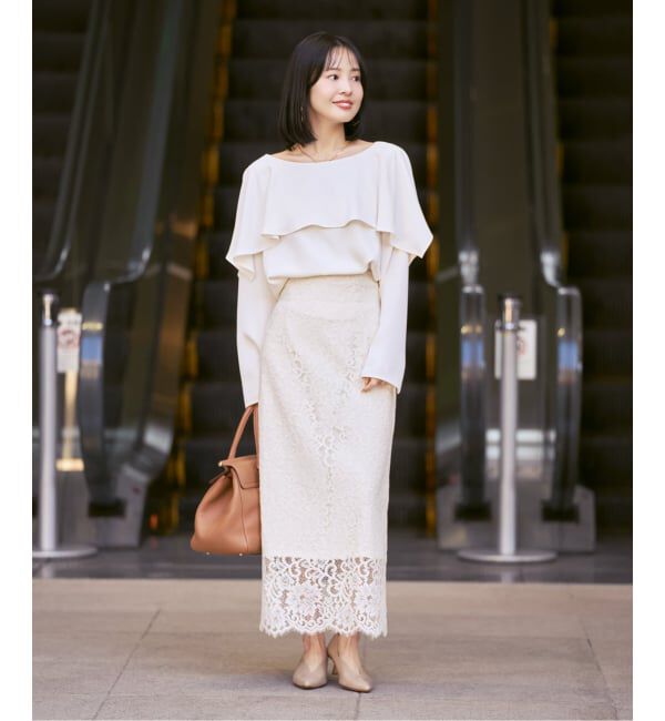 NOBLE「《WEB＆一部店舗限定・追加》リバーレースIラインスカート」|スカート|