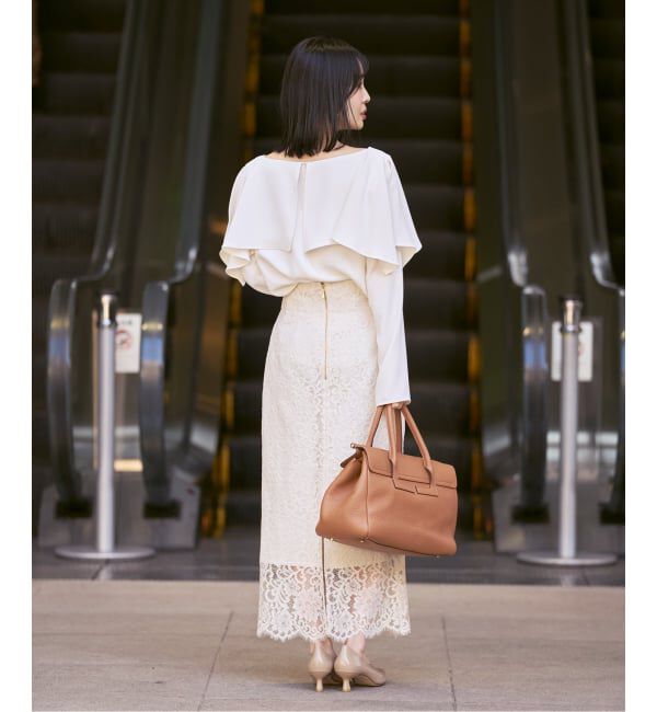 NOBLE「《WEB＆一部店舗限定・追加》リバーレースIラインスカート」|スカート|
