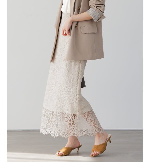 NOBLE「《WEB＆一部店舗限定・追加》リバーレースIラインスカート」|スカート|