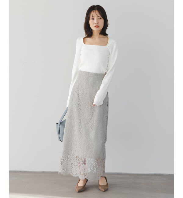 NOBLE「《WEB＆一部店舗限定・追加》リバーレースIラインスカート」|スカート|