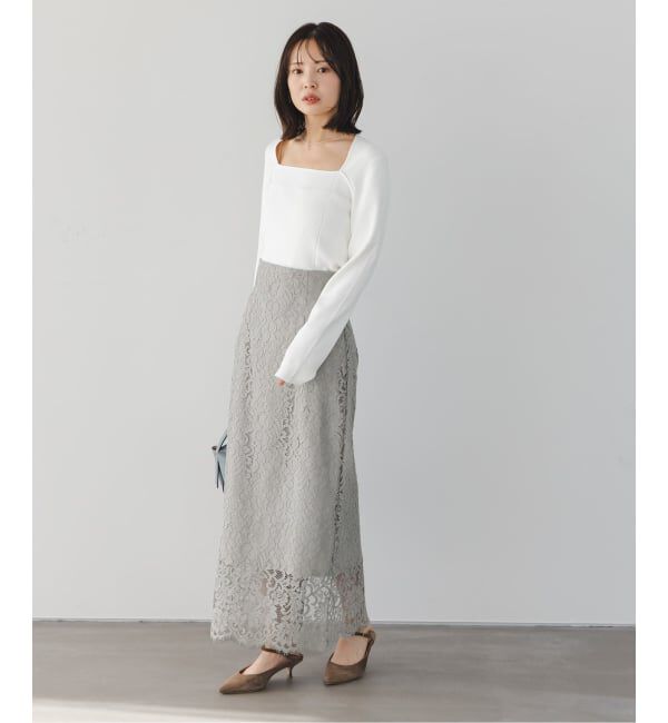 NOBLE「《WEB＆一部店舗限定・追加》リバーレースIラインスカート」|スカート|