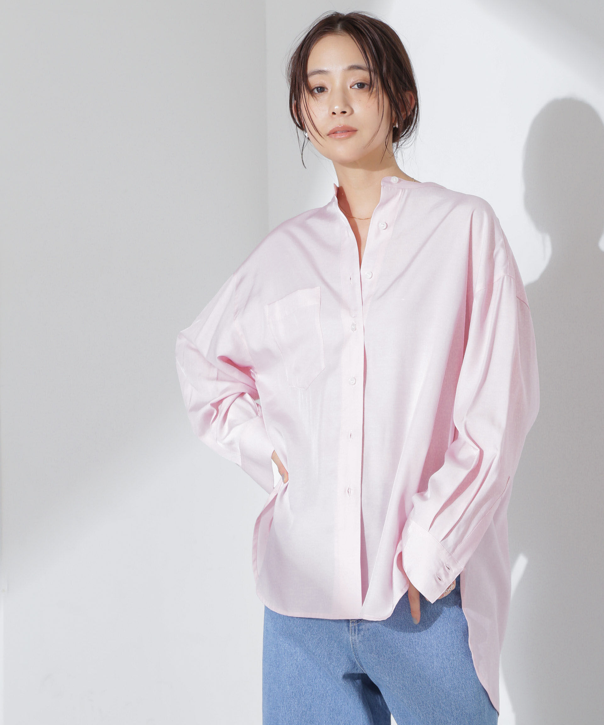 nano･universe「とろみバンドカラーシャツ」|シャツ・ブラウス|