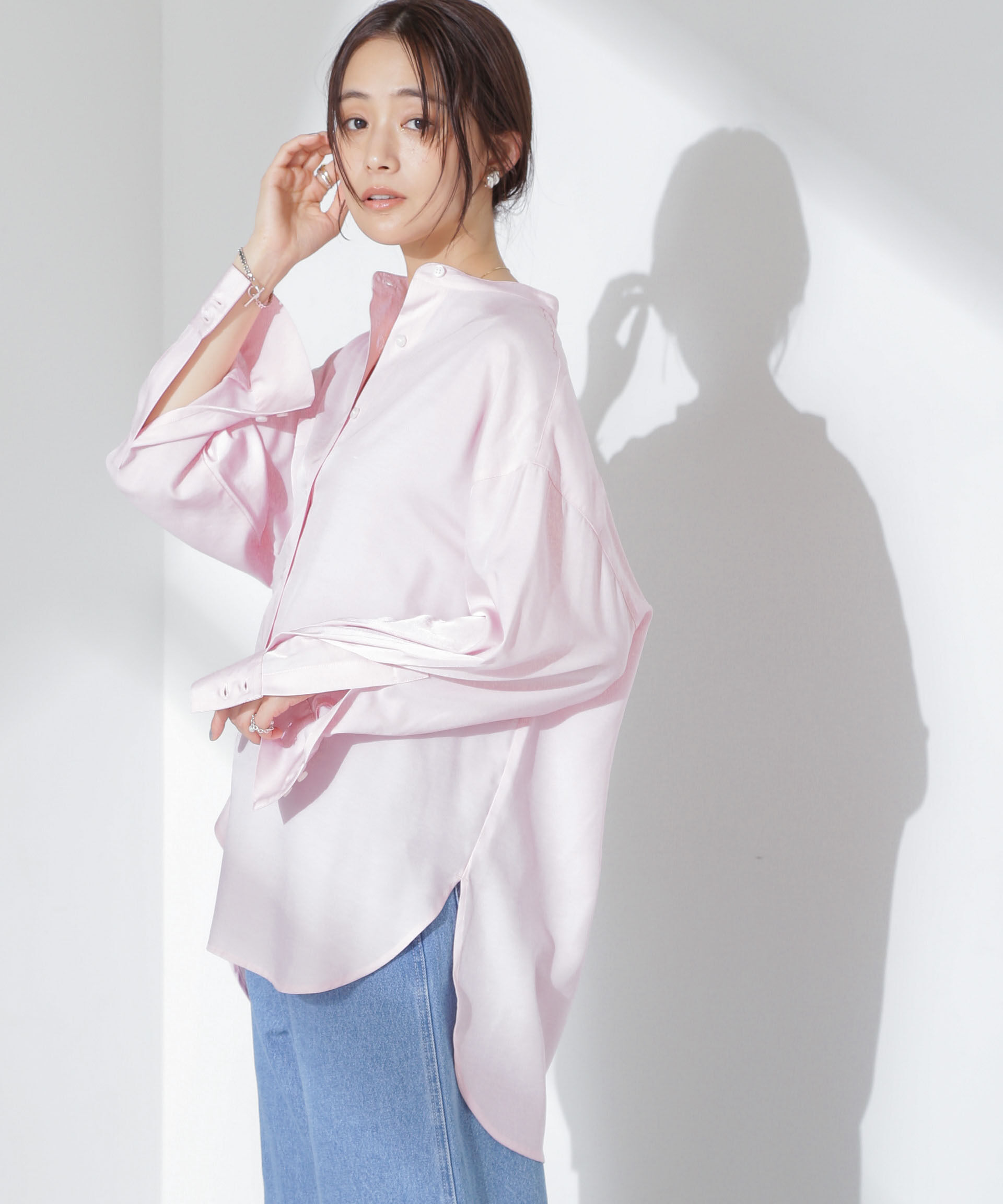 nano･universe「とろみバンドカラーシャツ」|シャツ・ブラウス|