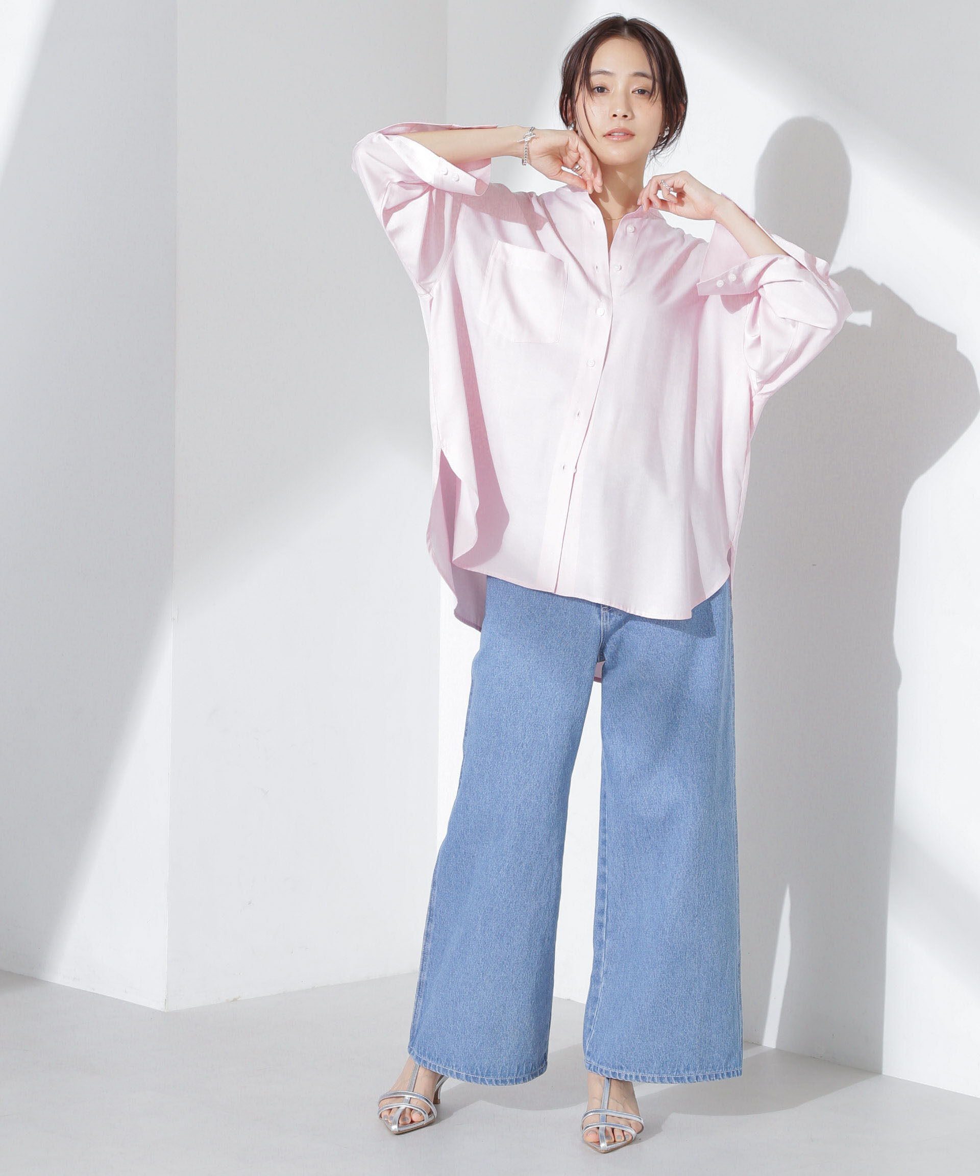 nano･universe「とろみバンドカラーシャツ」|シャツ・ブラウス|