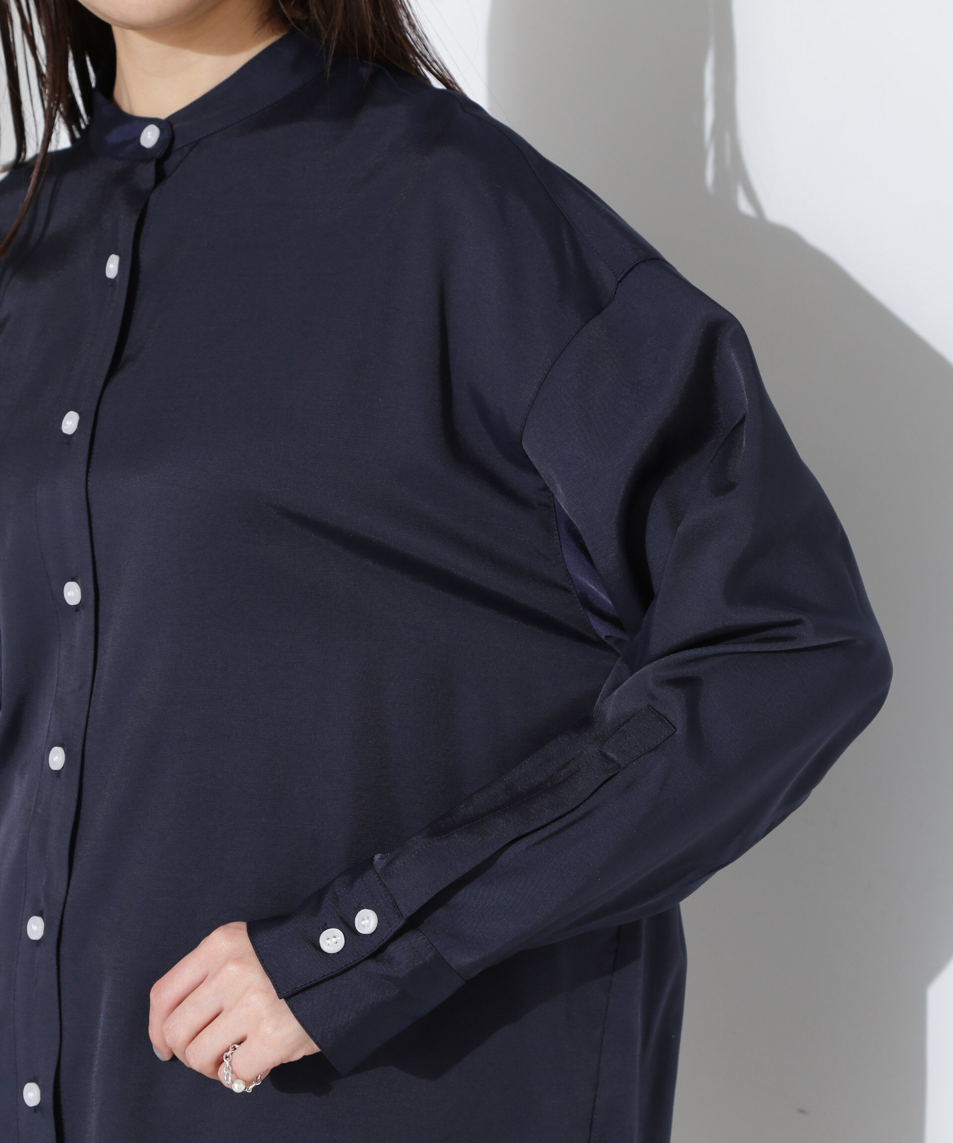 nano･universe「とろみバンドカラーシャツ」|シャツ・ブラウス|