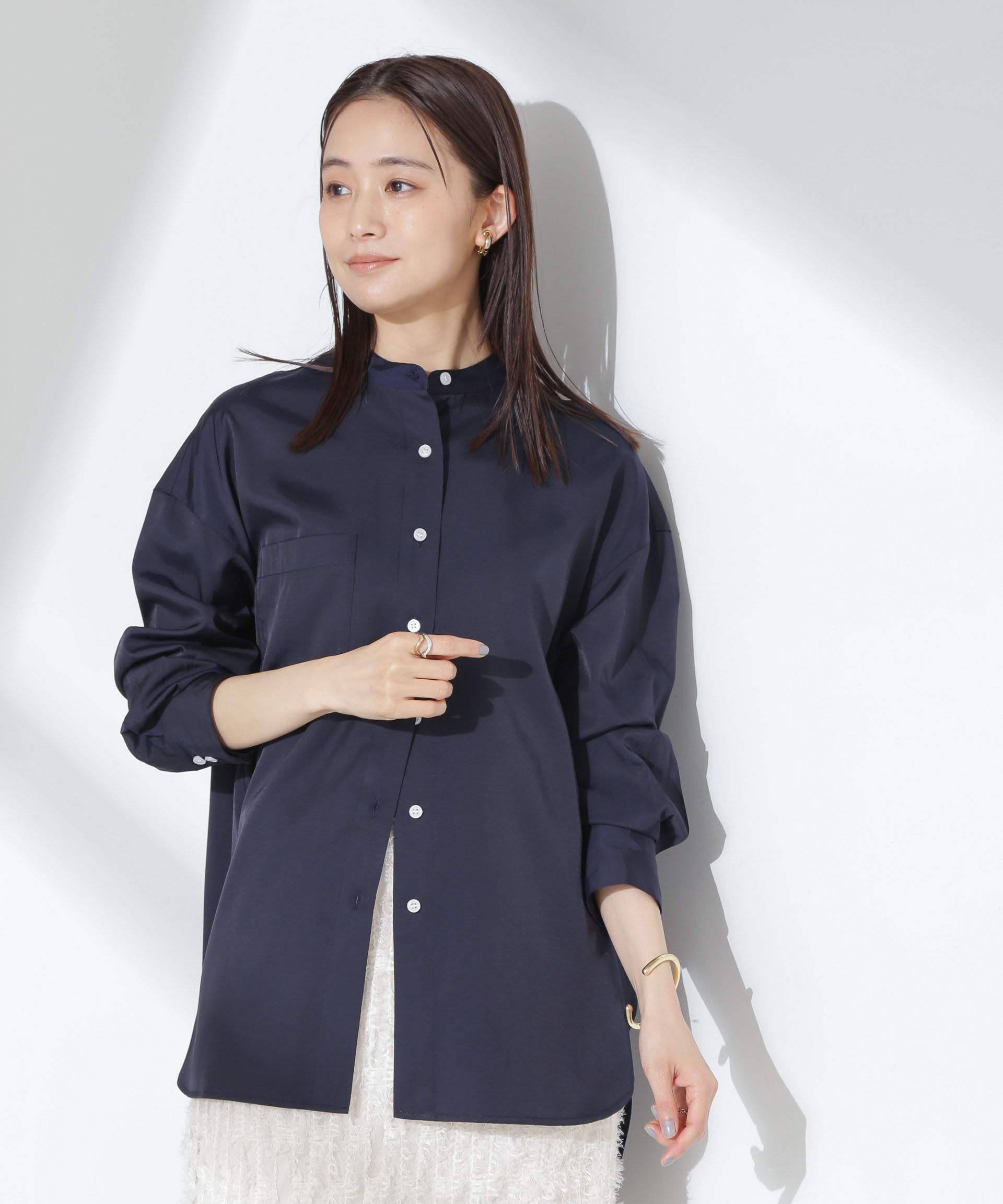 nano･universe「とろみバンドカラーシャツ」|シャツ・ブラウス|