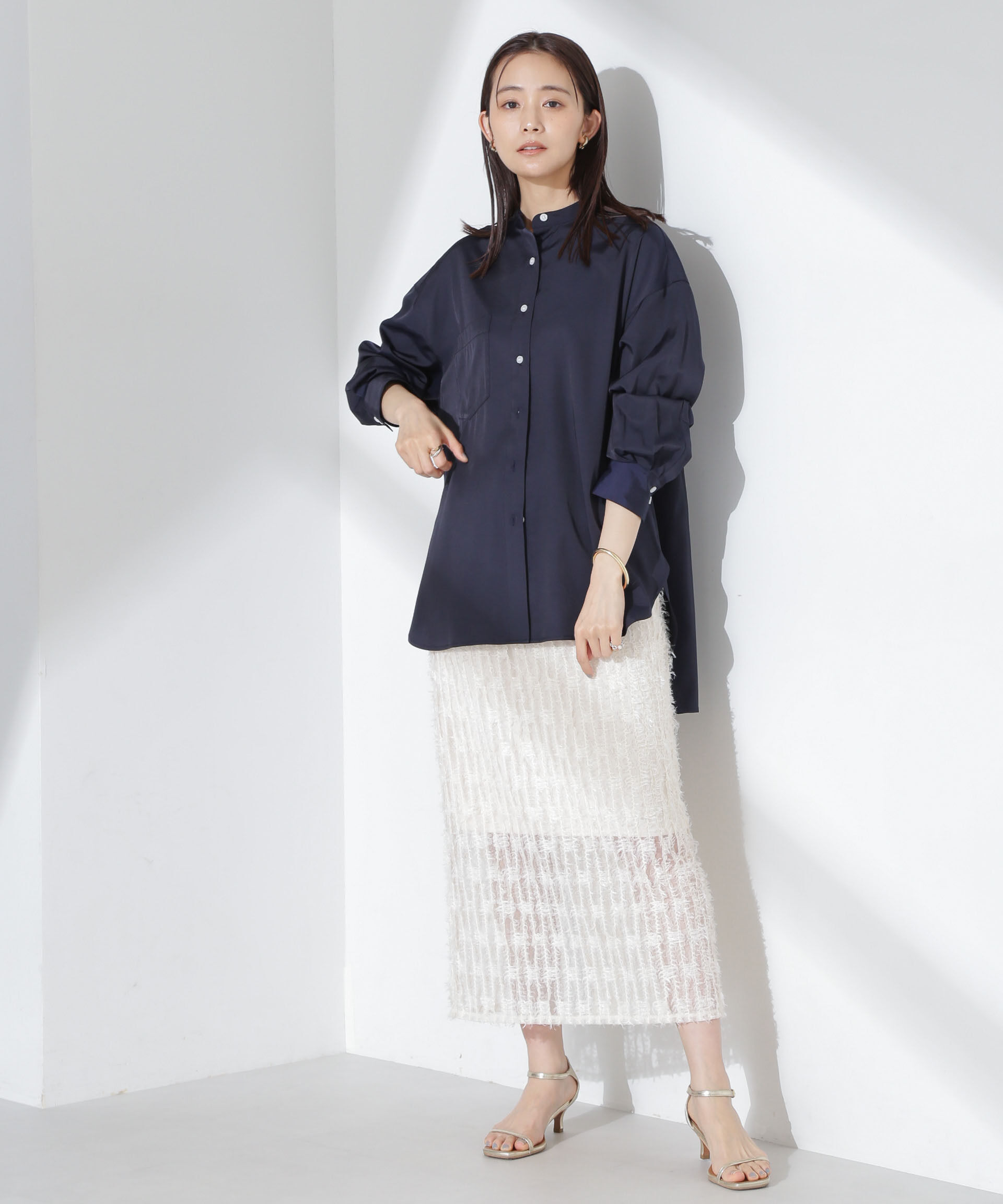 nano･universe「とろみバンドカラーシャツ」|シャツ・ブラウス|