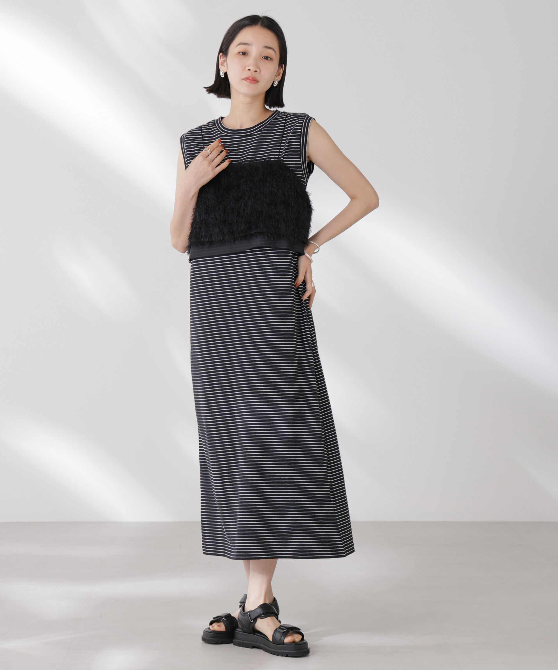 nano･universe「ボーダーノースリーブワンピース」|ワンピース|