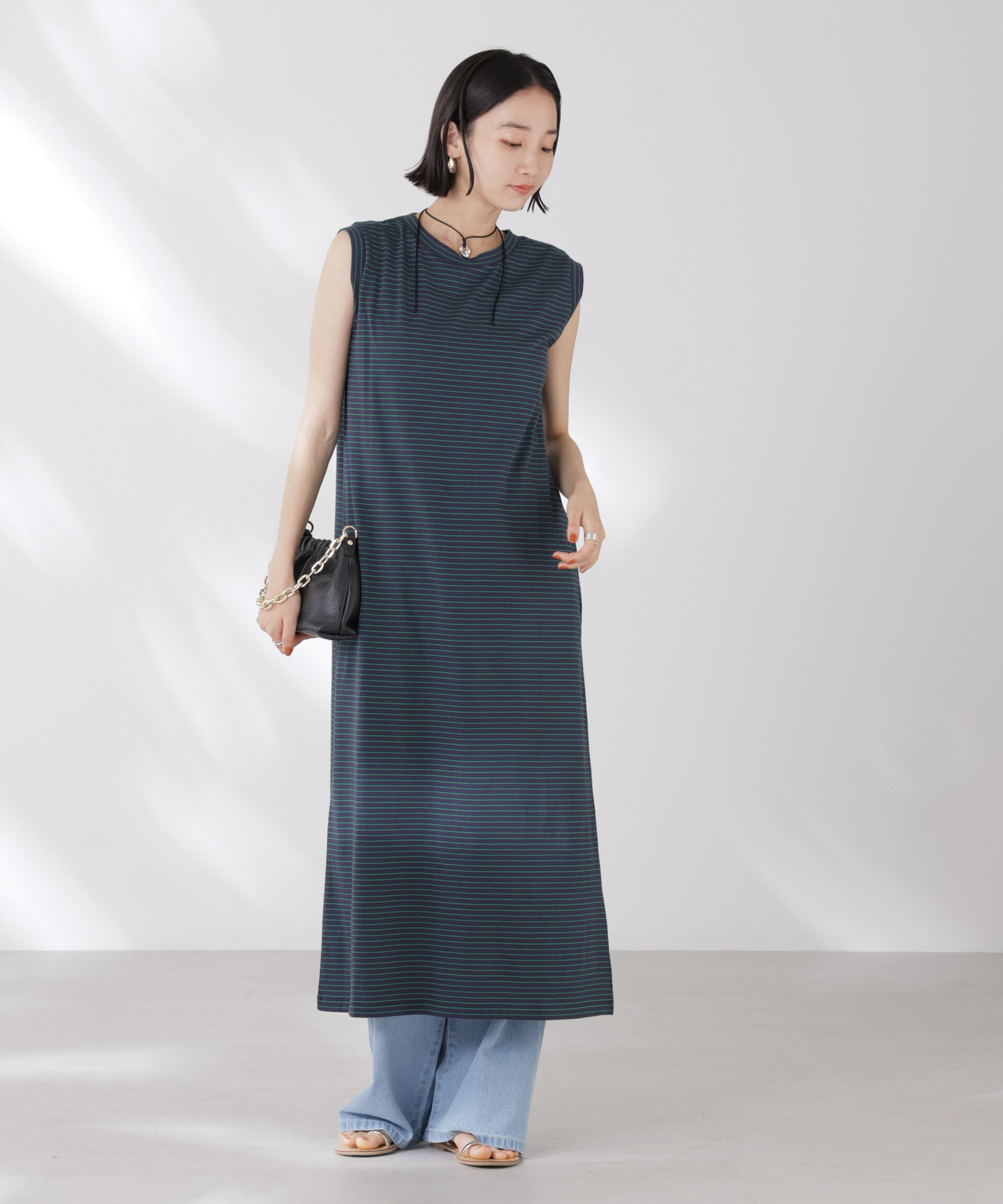 nano･universe「ボーダーノースリーブワンピース」|ワンピース|