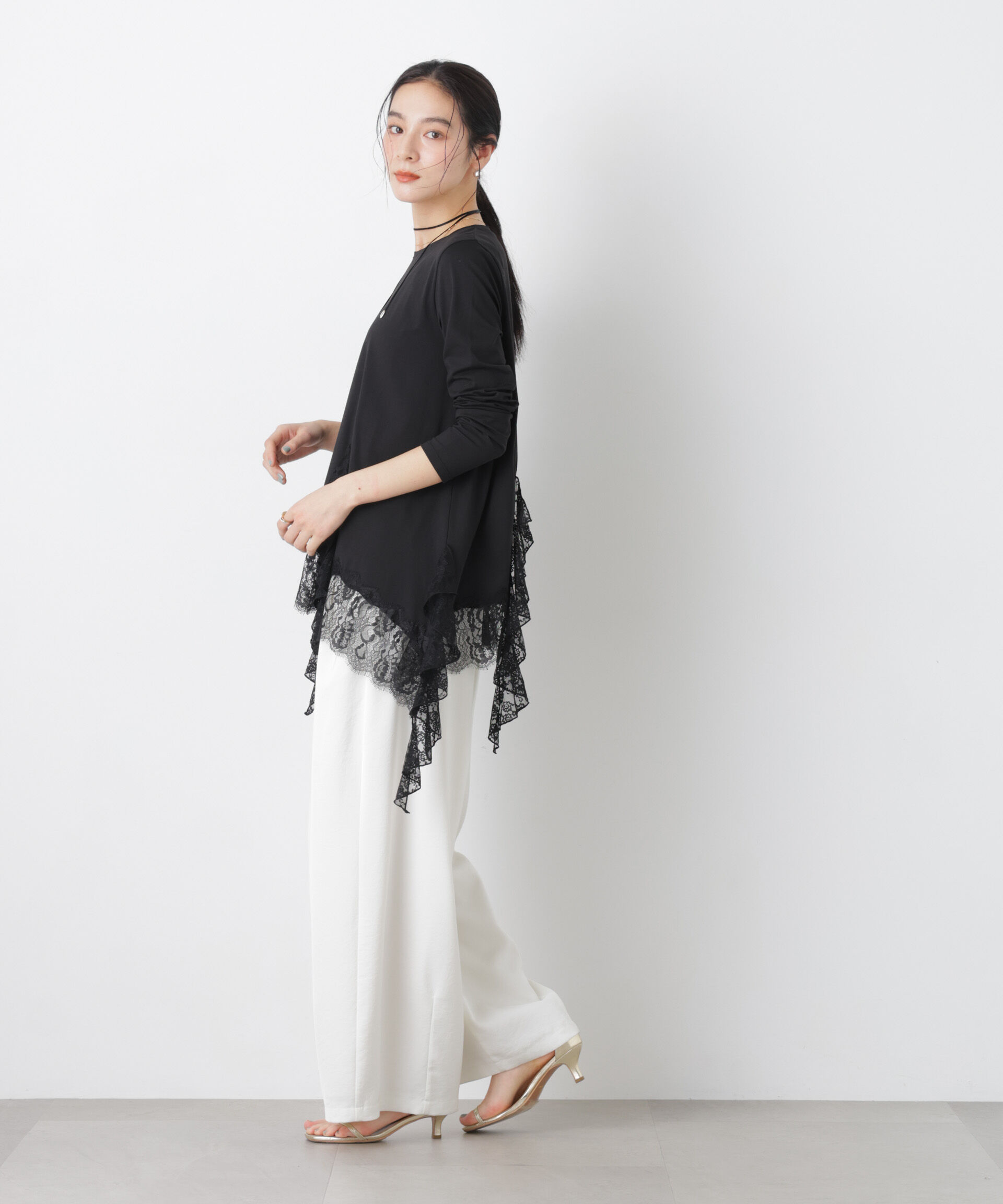 nano･universe「レースラッフルヘムカットトップス」|Tシャツ・カットソー|