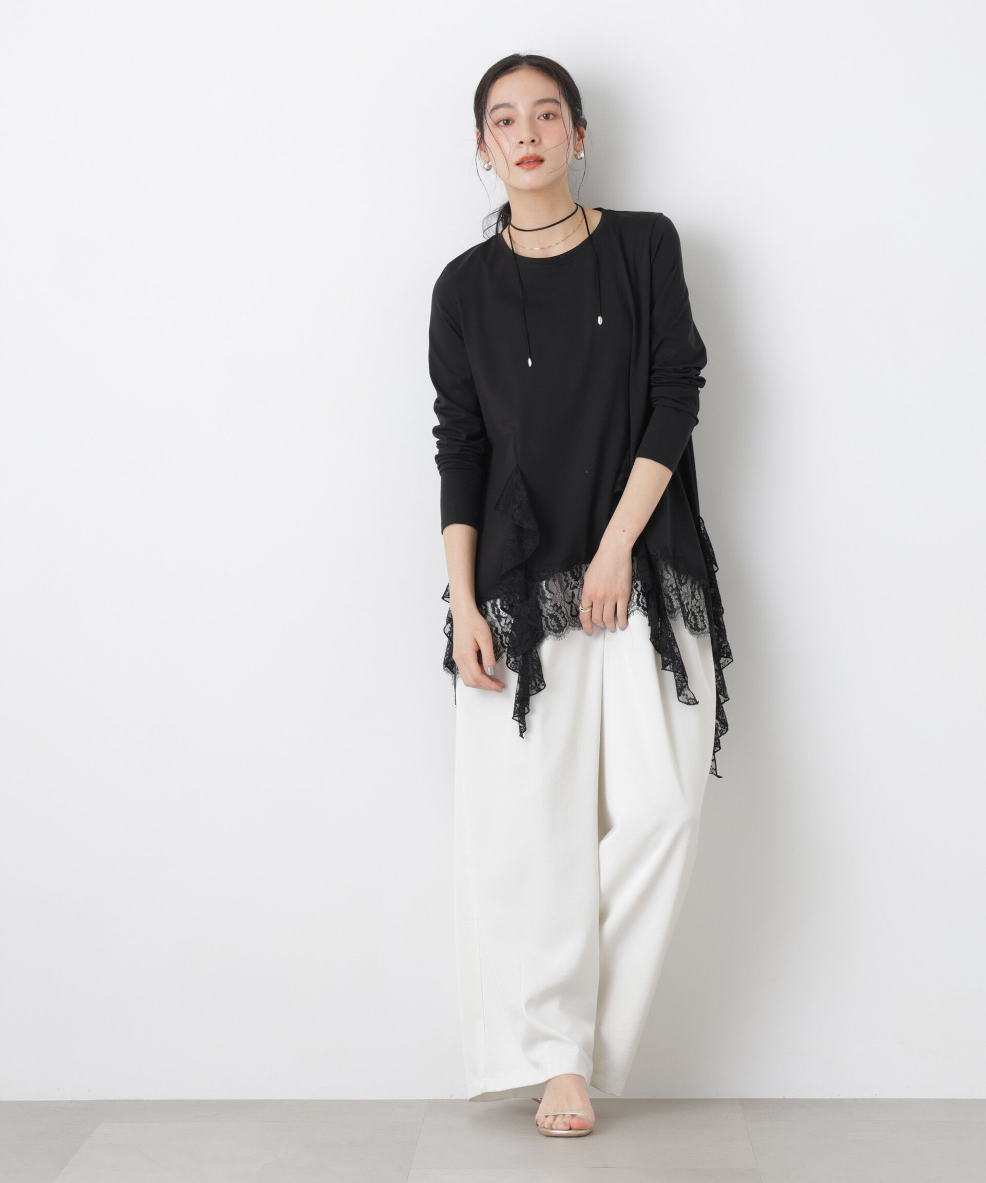 nano･universe「レースラッフルヘムカットトップス」|Tシャツ・カットソー|