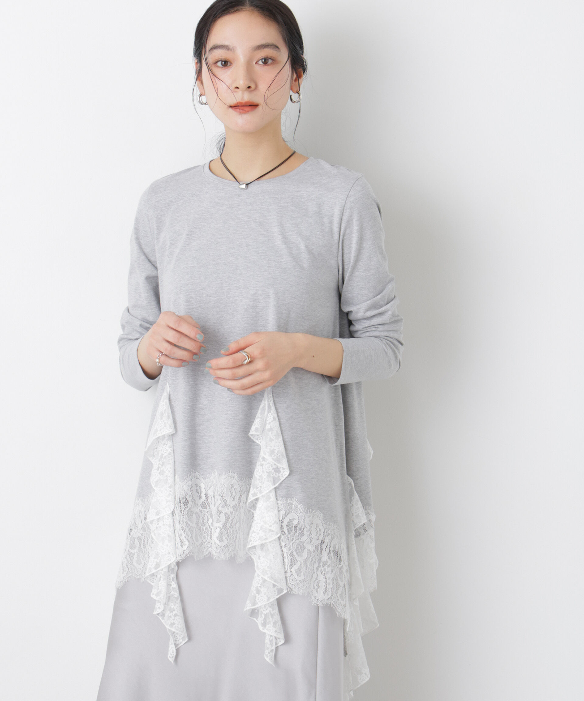 nano･universe「レースラッフルヘムカットトップス」|Tシャツ・カットソー|