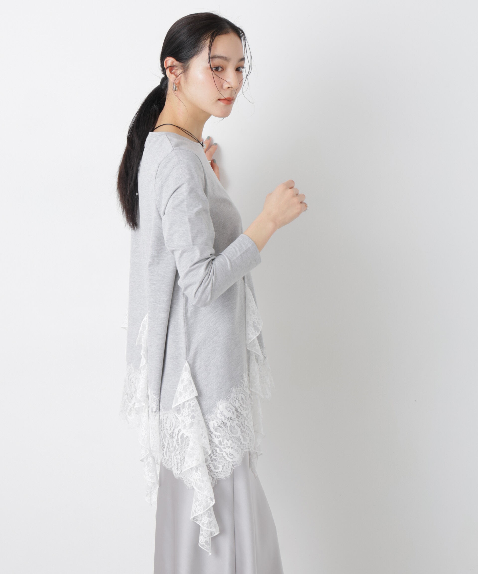 nano･universe「レースラッフルヘムカットトップス」|Tシャツ・カットソー|