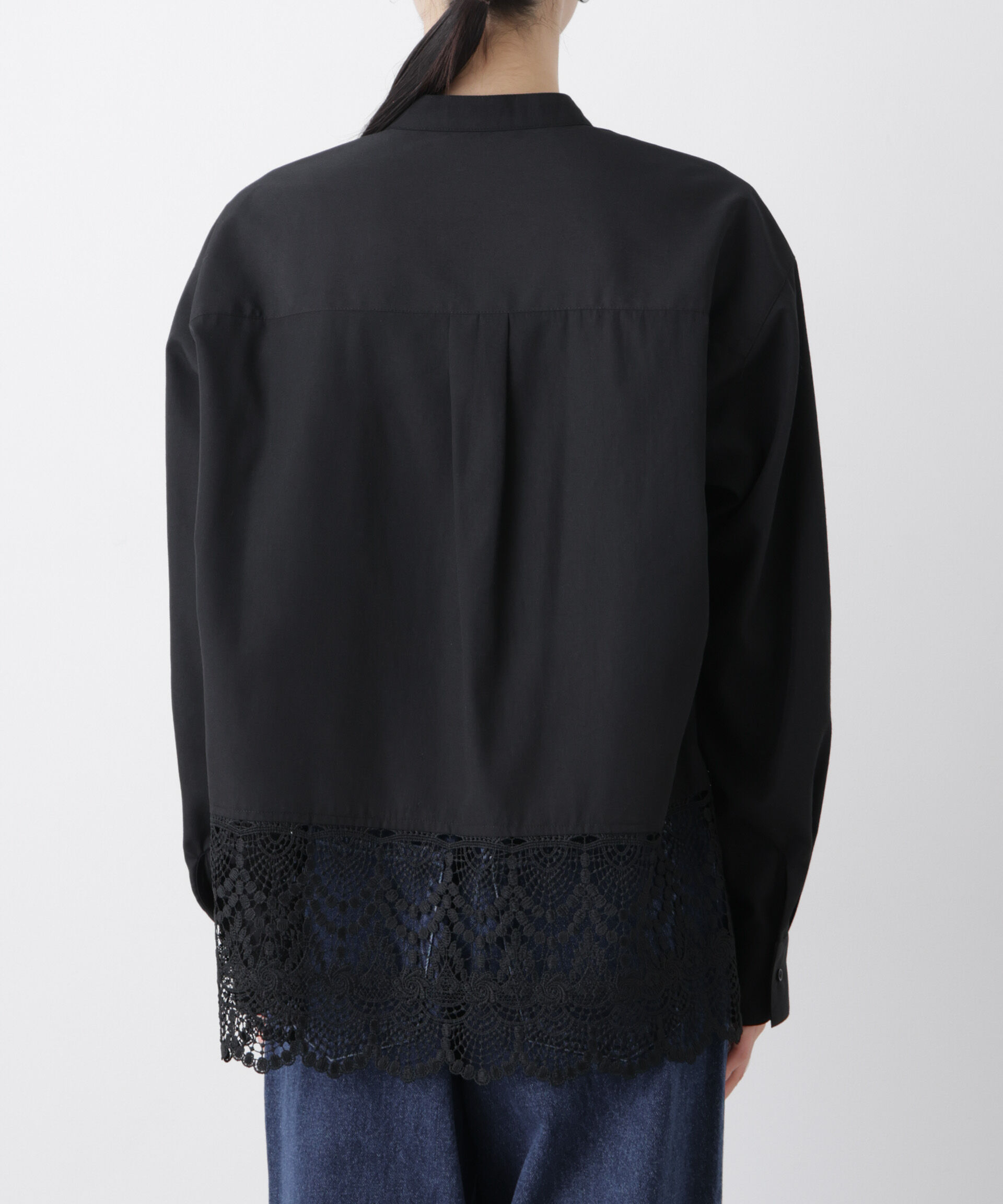 nano･universe「スカラレースコンビスタンドカラーシャツ」|シャツ・ブラウス|