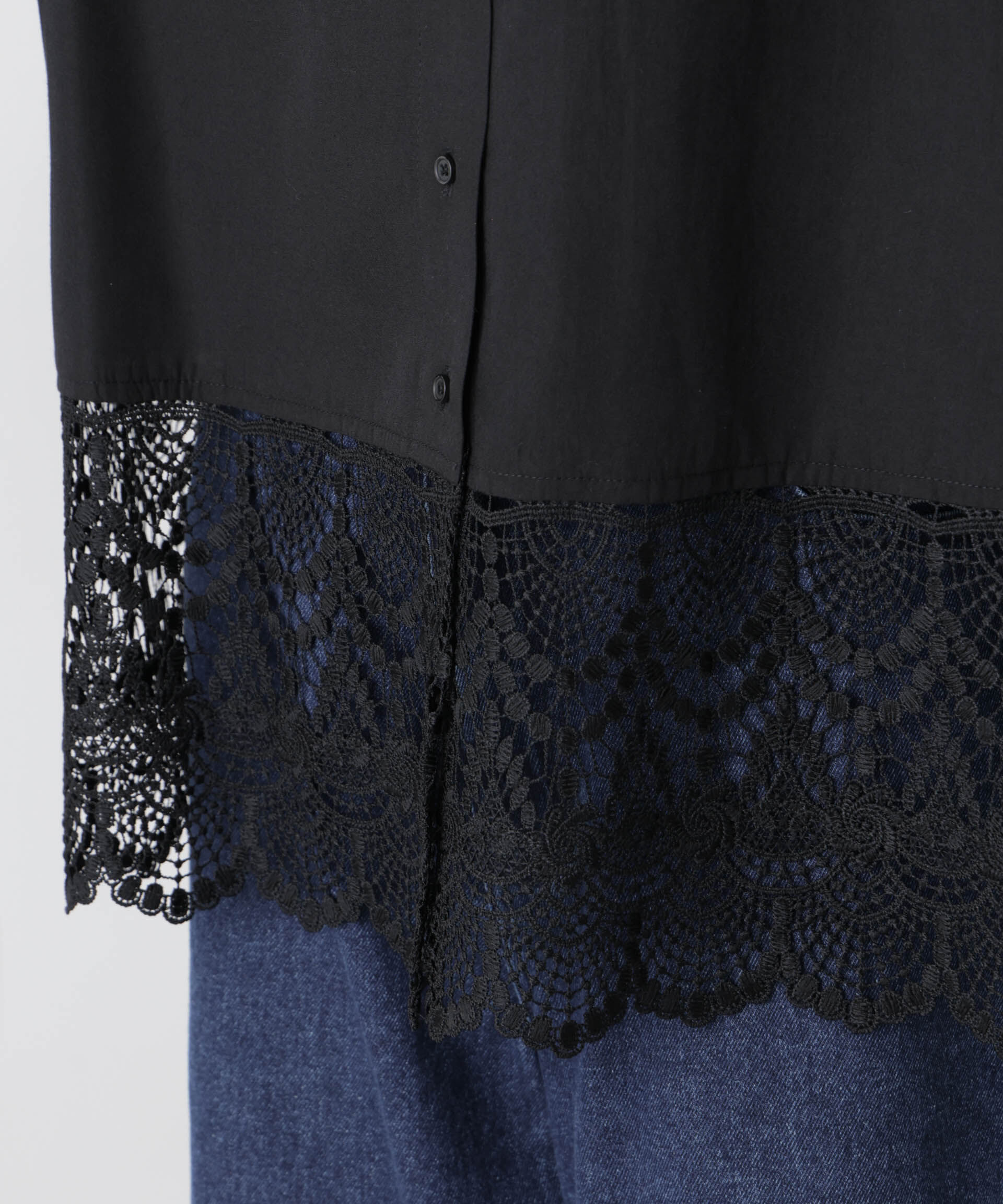 nano･universe「スカラレースコンビスタンドカラーシャツ」|シャツ・ブラウス|