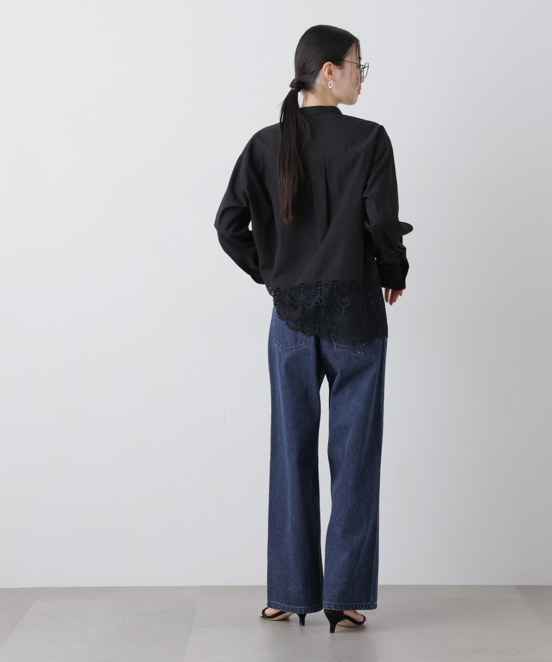 nano･universe「スカラレースコンビスタンドカラーシャツ」|シャツ・ブラウス|