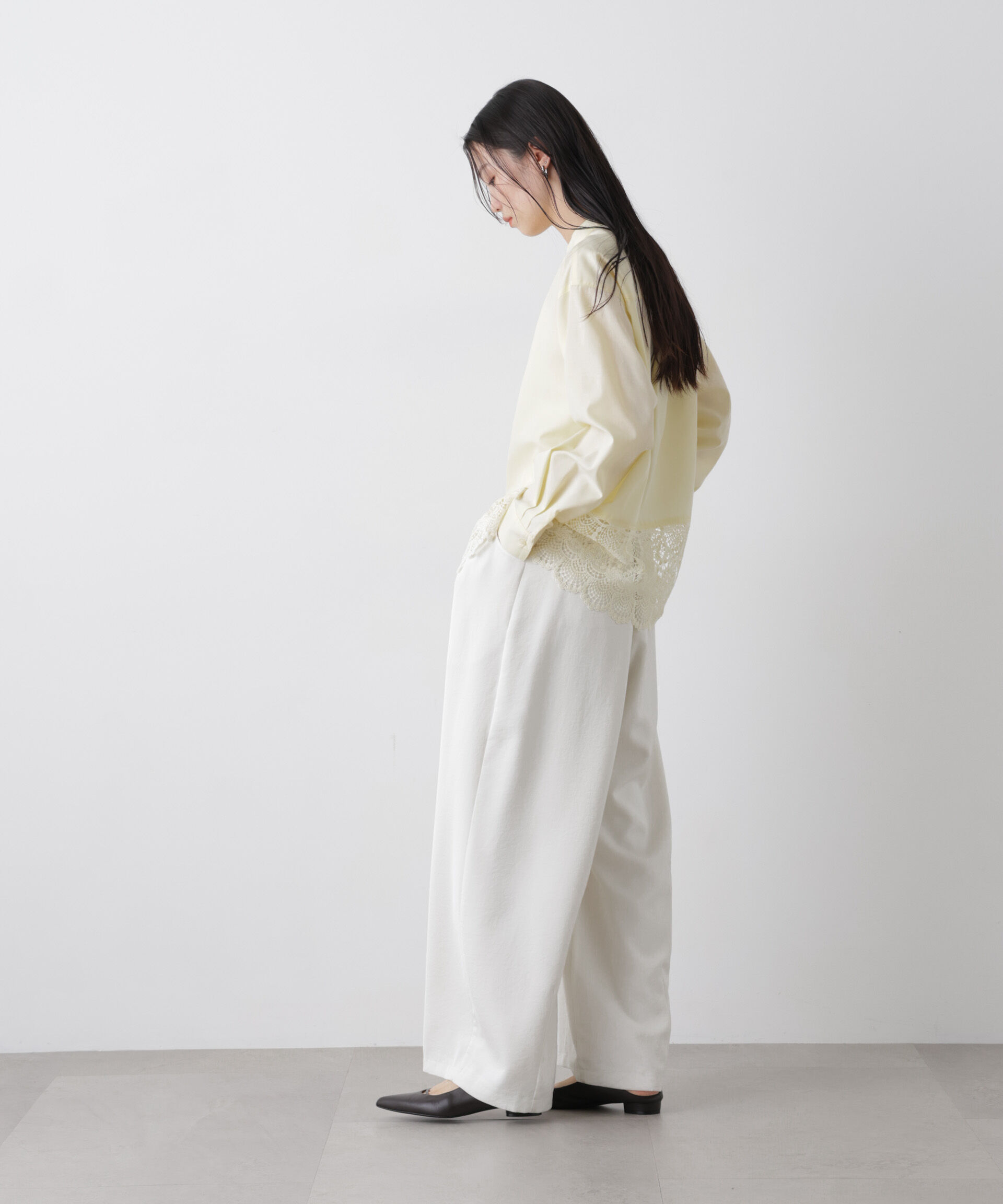 nano･universe「スカラレースコンビスタンドカラーシャツ」|シャツ・ブラウス|