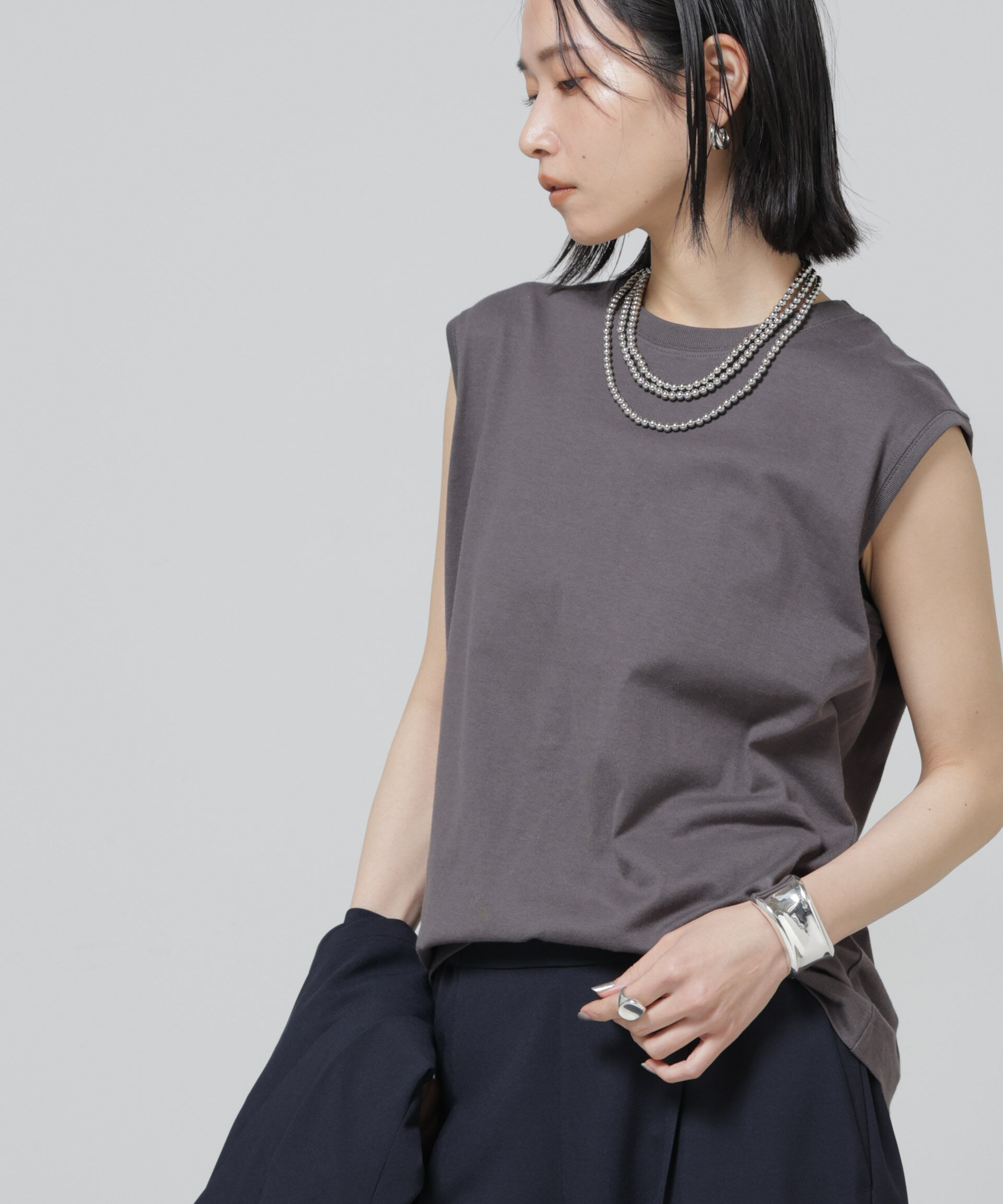 nano･universe「Anti Soaked(R) 汗染み防止ノースリーブTシャツ」|Tシャツ・カットソー|