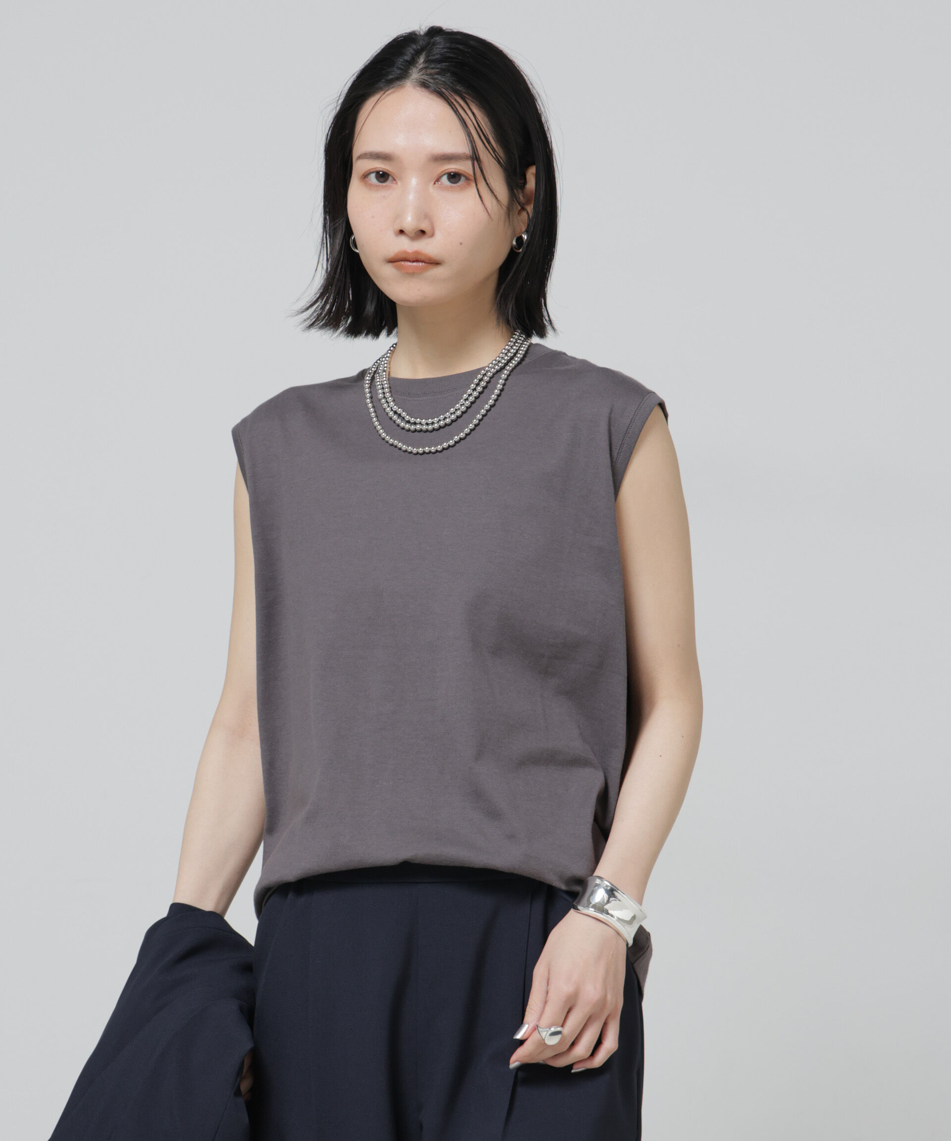 nano･universe「Anti Soaked(R) 汗染み防止ノースリーブTシャツ」|Tシャツ・カットソー|