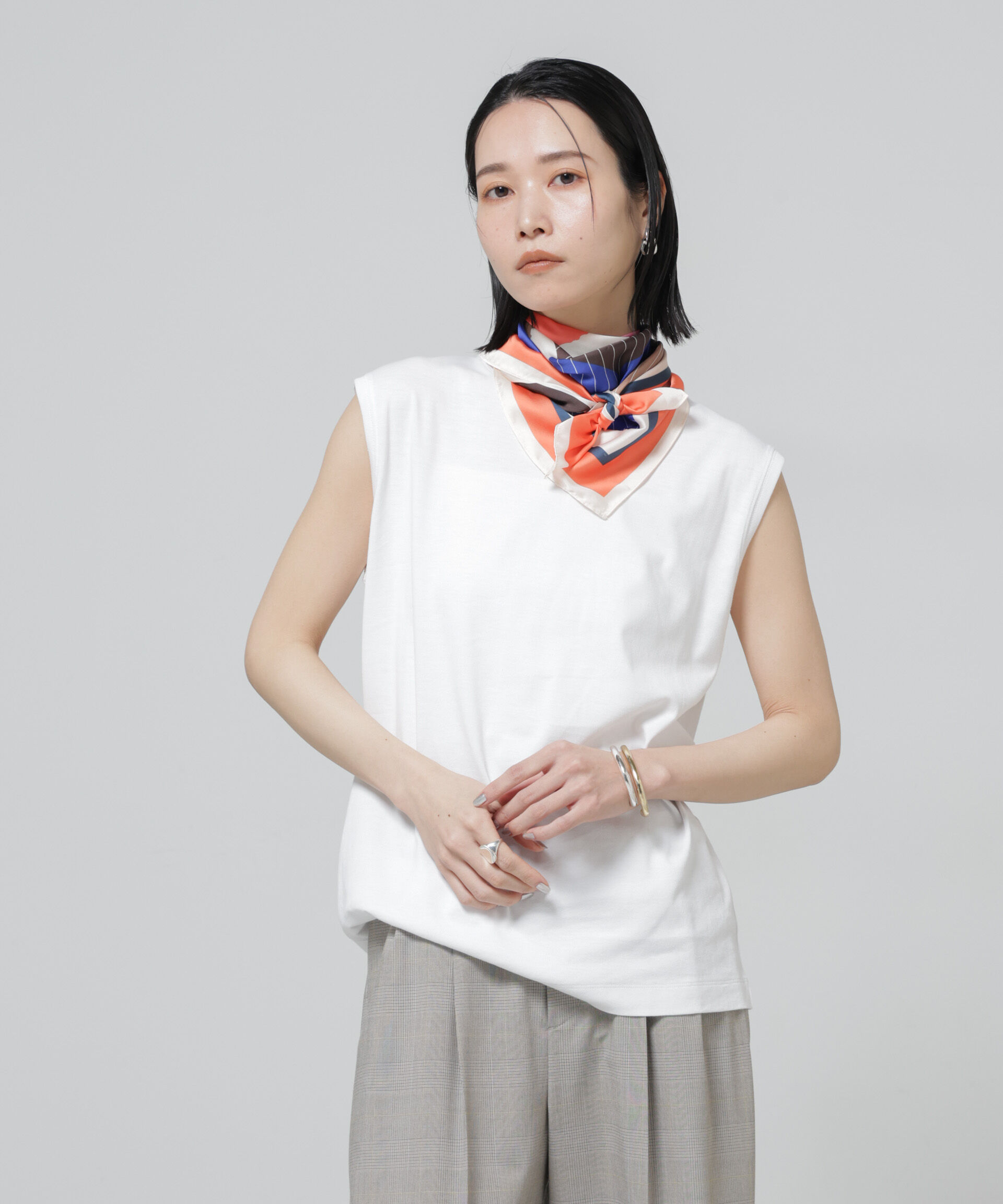 nano･universe「Anti Soaked(R) 汗染み防止ノースリーブTシャツ」|Tシャツ・カットソー|ホワイト