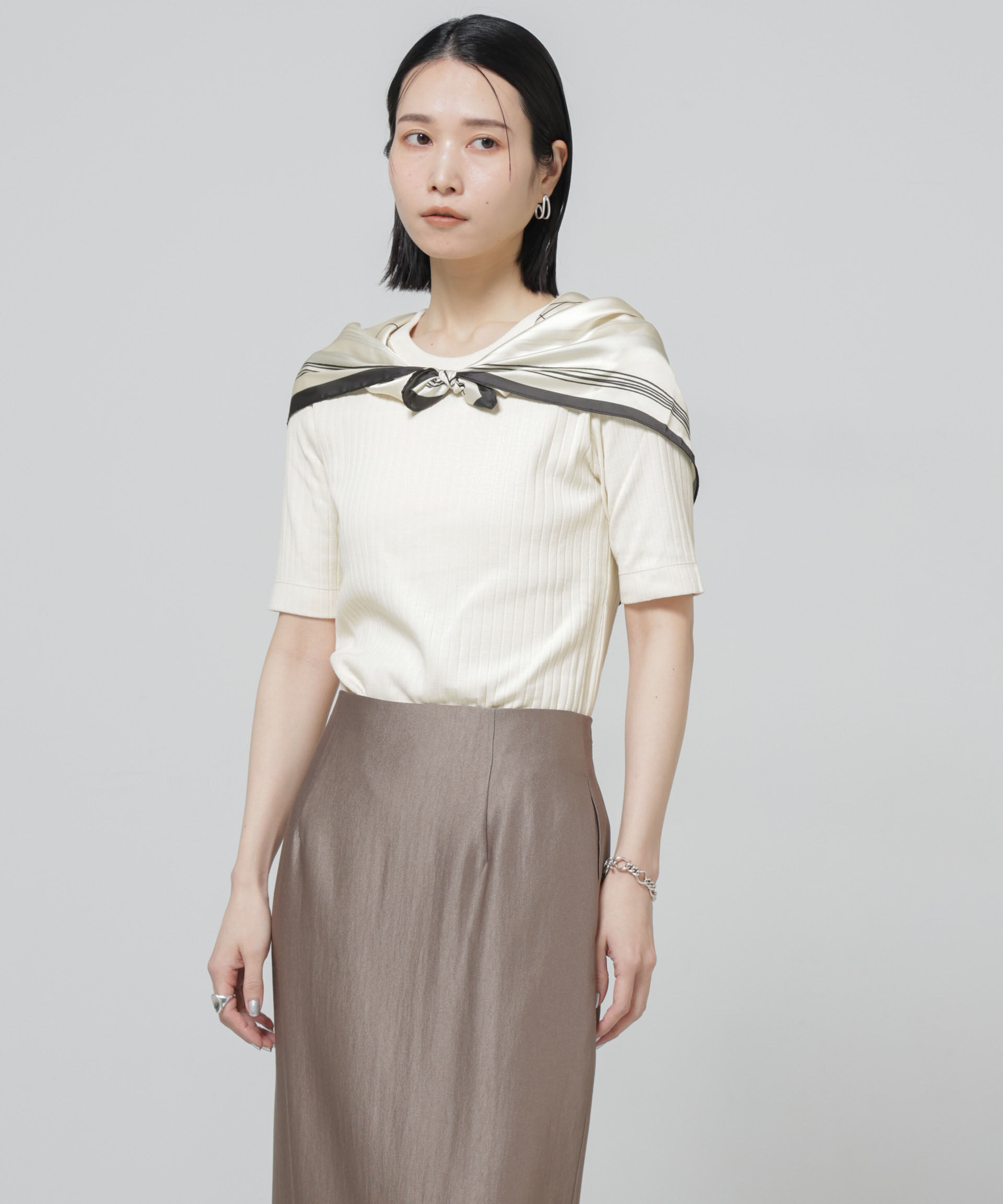 nano･universe「Anti Soaked(R) 汗染み防止クルーネックリブTシャツ」|Tシャツ・カットソー|