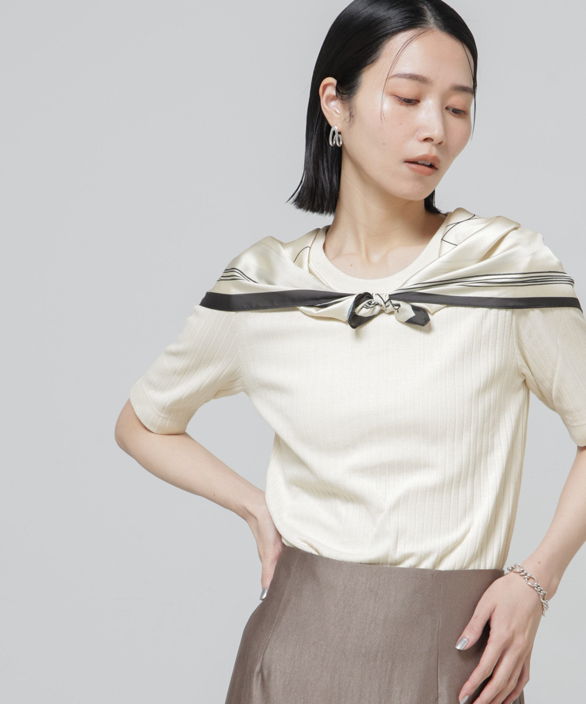 nano･universe「Anti Soaked(R) 汗染み防止クルーネックリブTシャツ」|Tシャツ・カットソー|