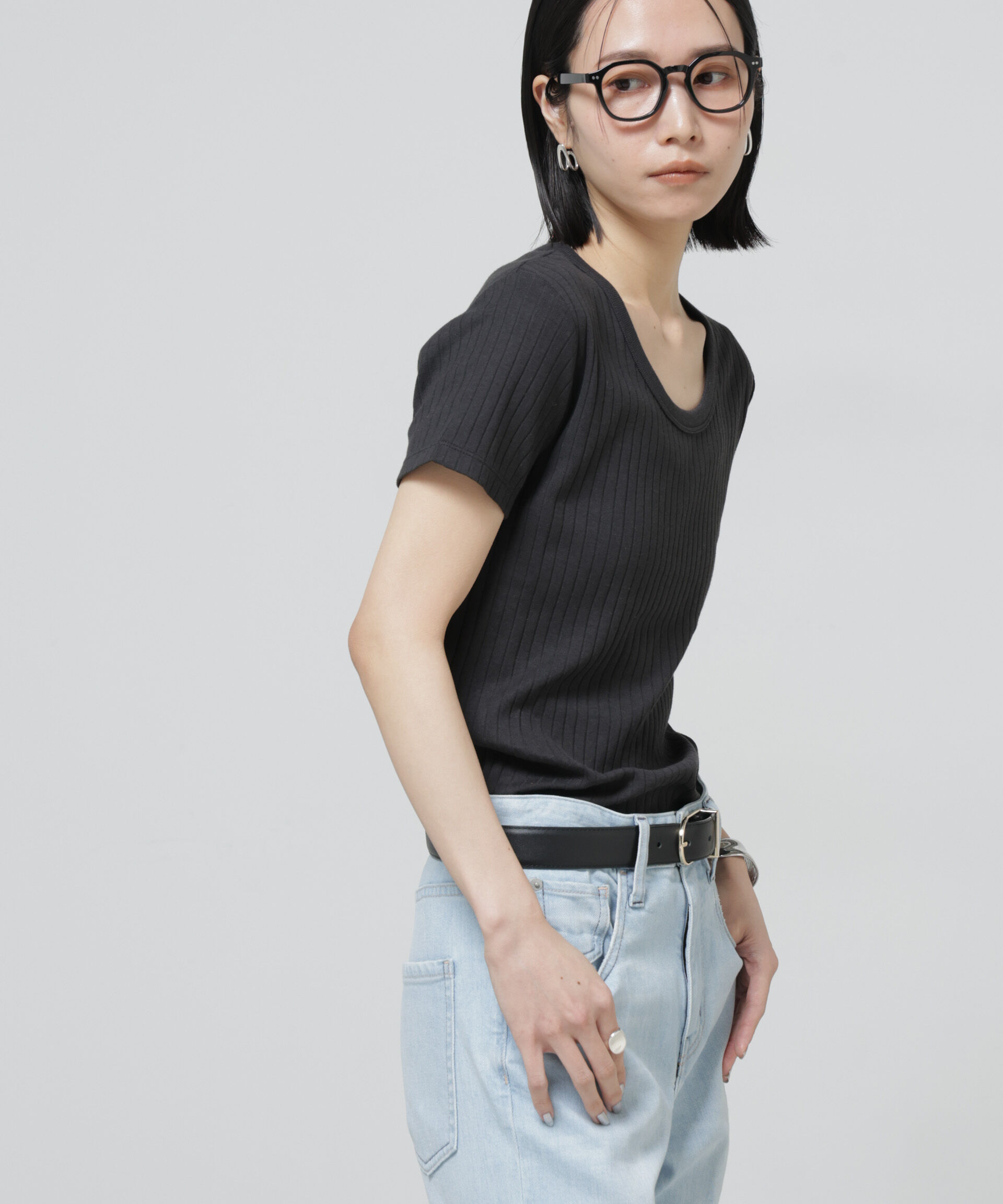 nano･universe「Anti Soaked(R) 汗染み防止コンパクトリブTシャツ」|Tシャツ・カットソー|