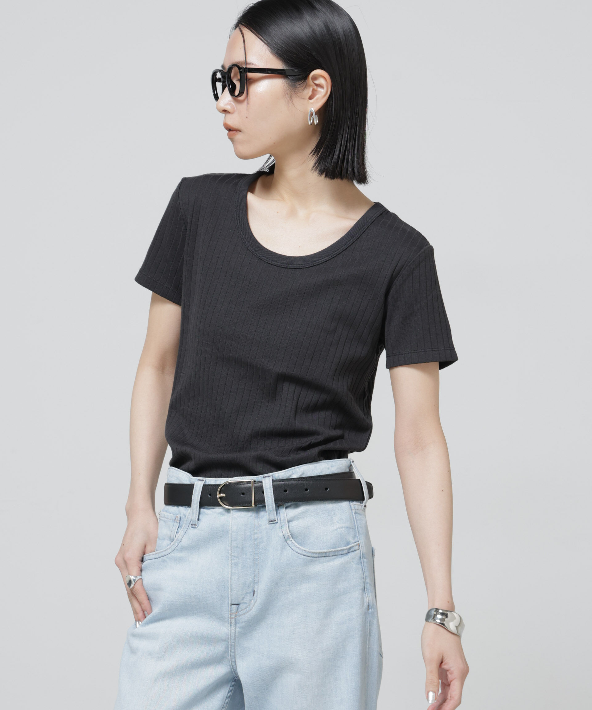 nano･universe「Anti Soaked(R) 汗染み防止コンパクトリブTシャツ」|Tシャツ・カットソー|