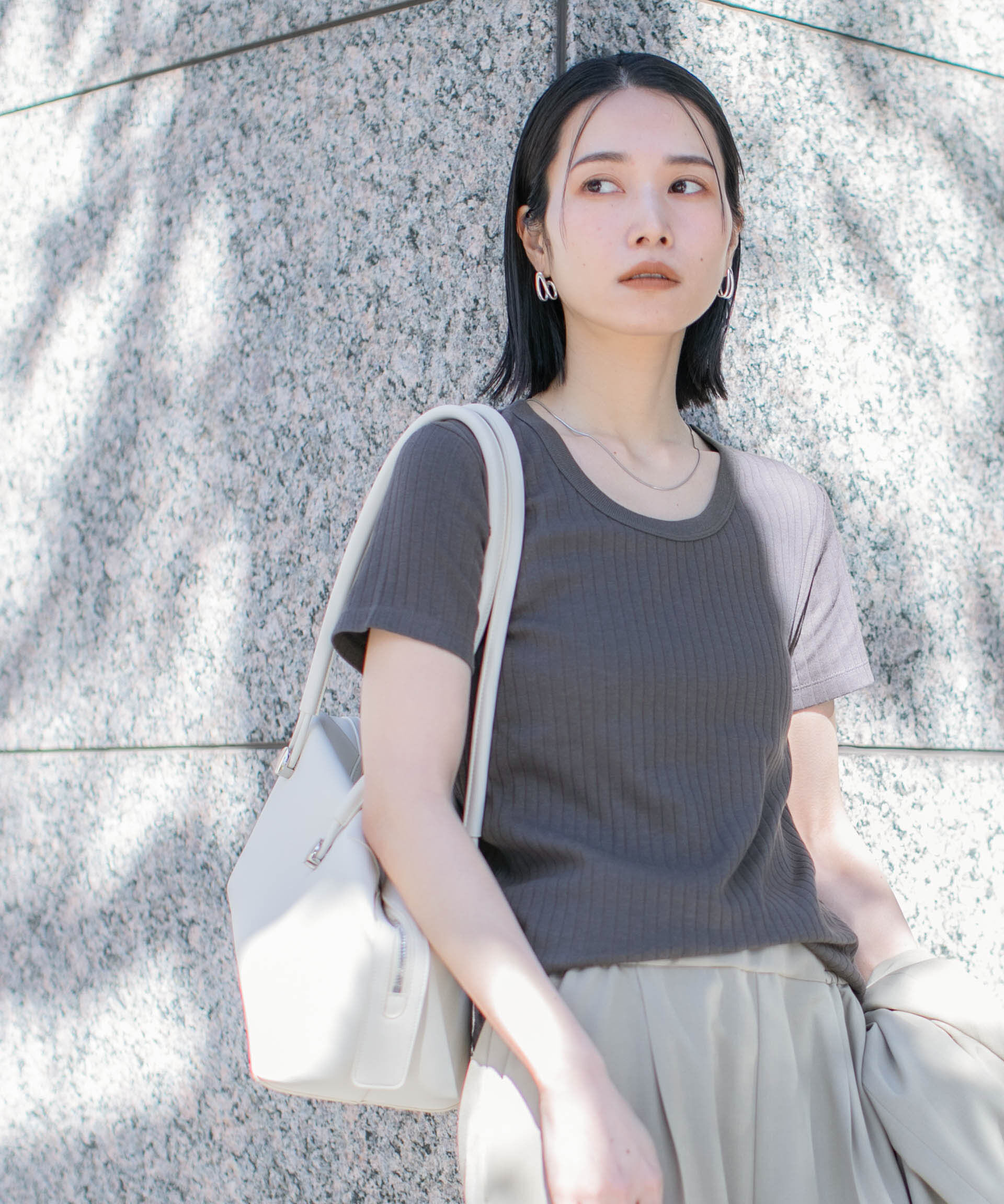 nano･universe「Anti Soaked(R) 汗染み防止コンパクトリブTシャツ」|Tシャツ・カットソー|