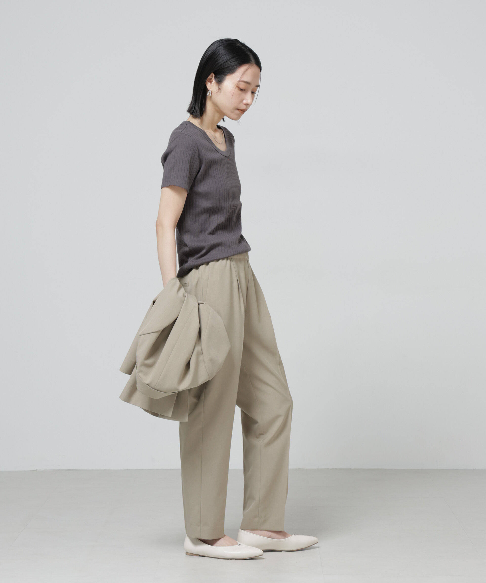 nano･universe「Anti Soaked(R) 汗染み防止コンパクトリブTシャツ」|Tシャツ・カットソー|