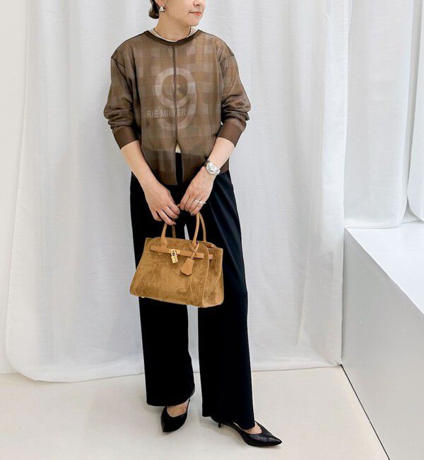 Rie Miller「《手洗い可能》シアーブロックチェック2WAYクルーネックカーディガン」|カーディガン|