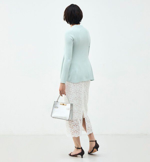 NOLLEY'S sophi「《手洗い可能》リブフレアスキッパーポロ襟カーディガン」|カーディガン|