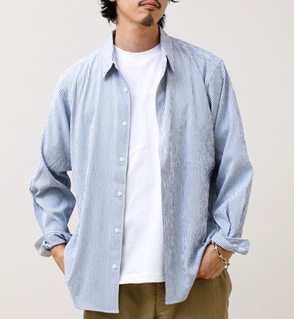 GLOSTER「【清涼感のある表情】ストライプレギュラーカラーシャツ」|シャツ・ブラウス|