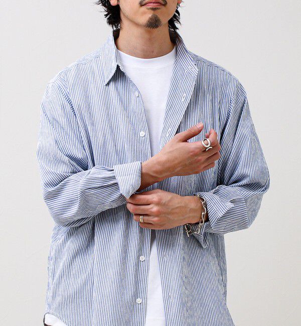 GLOSTER「【清涼感のある表情】ストライプレギュラーカラーシャツ」|シャツ・ブラウス|