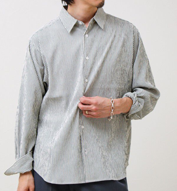 GLOSTER「【清涼感のある表情】ストライプレギュラーカラーシャツ」|シャツ・ブラウス|