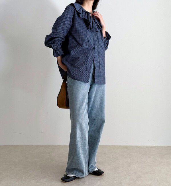 fredy emue「チェックフリルカラーブラウス」|シャツ・ブラウス|