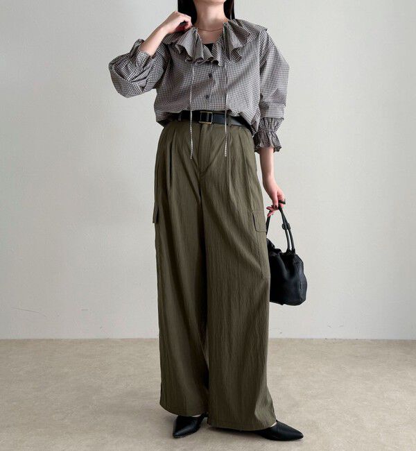 fredy emue「チェックフリルカラーブラウス」|シャツ・ブラウス|