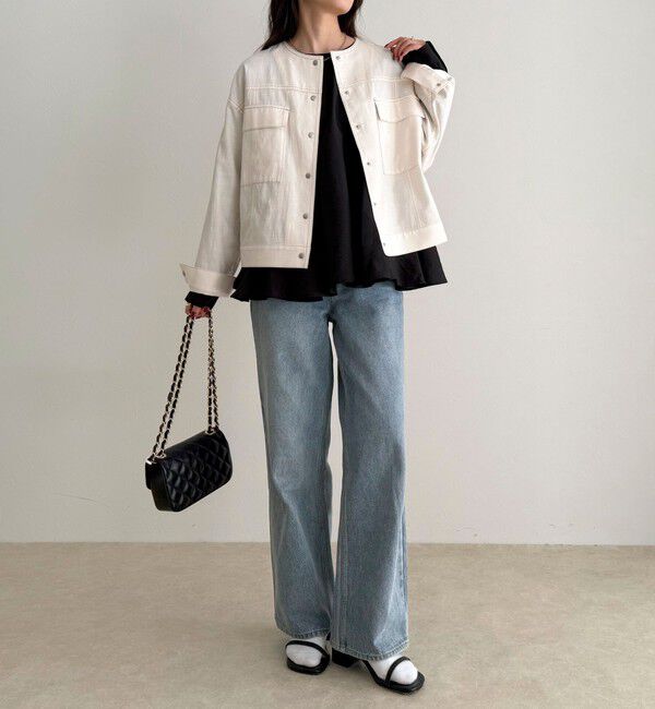 fredy emue「ニュアンスデニムノーカラージャケット」|ノーカラージャケット|