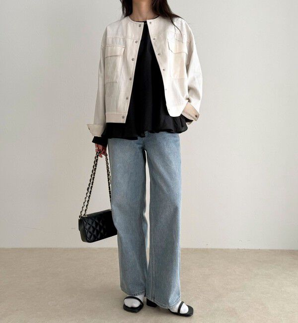 fredy emue「ニュアンスデニムノーカラージャケット」|ノーカラージャケット|