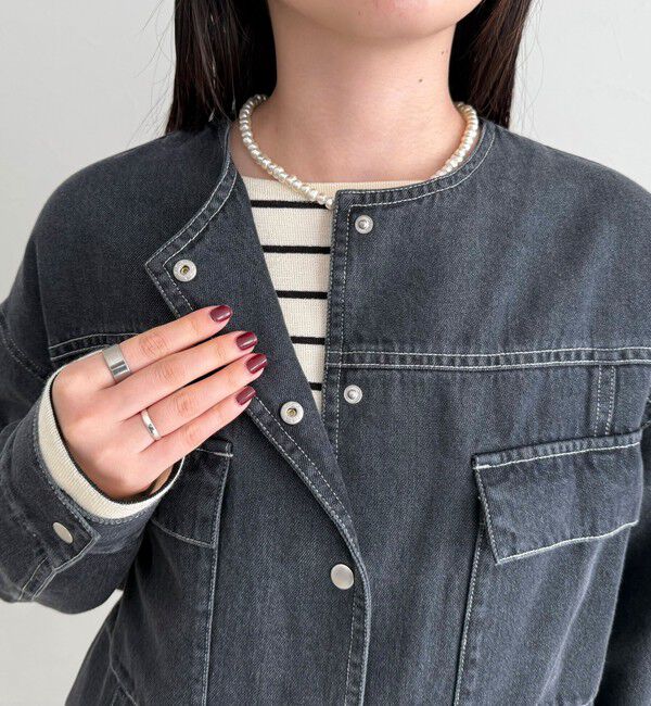 fredy emue「ニュアンスデニムノーカラージャケット」|ノーカラージャケット|